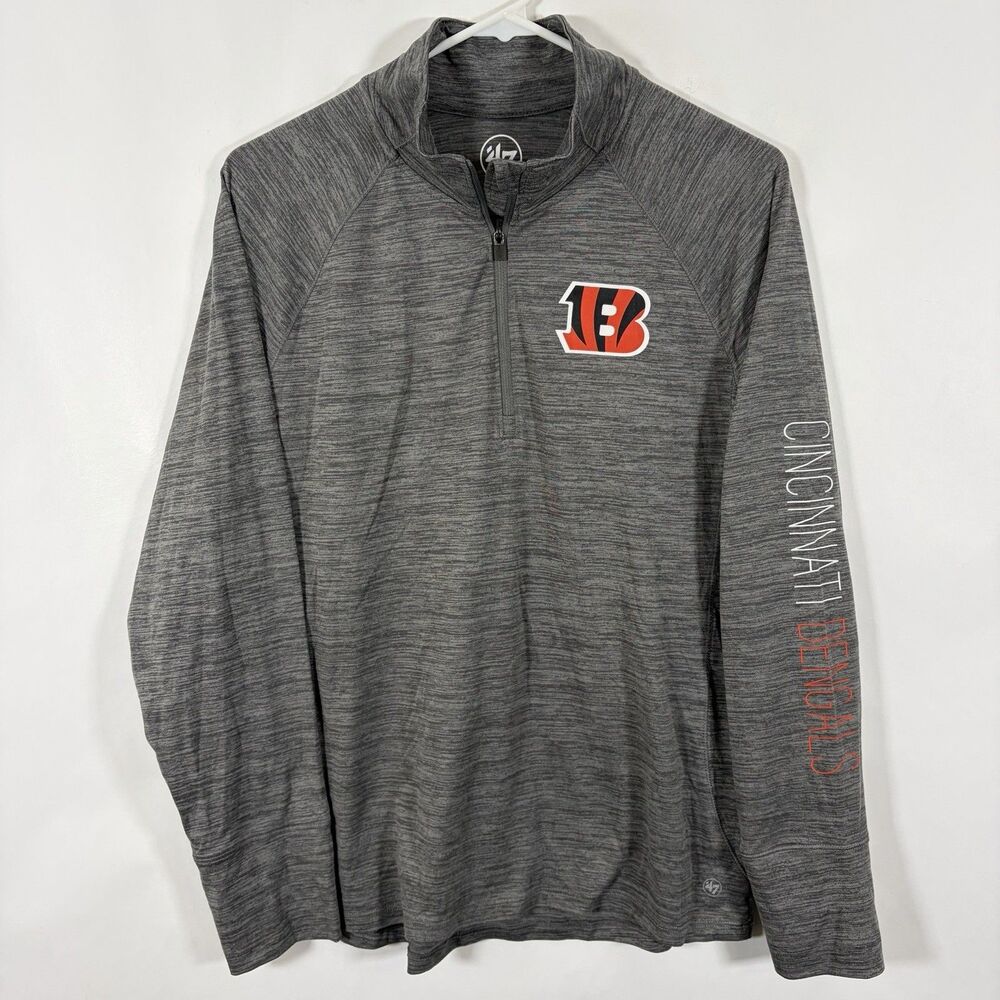 Cincinnati Bengals ‘47 Brand 1/4 Zip Pullover Womens Size Large Gray Heathered